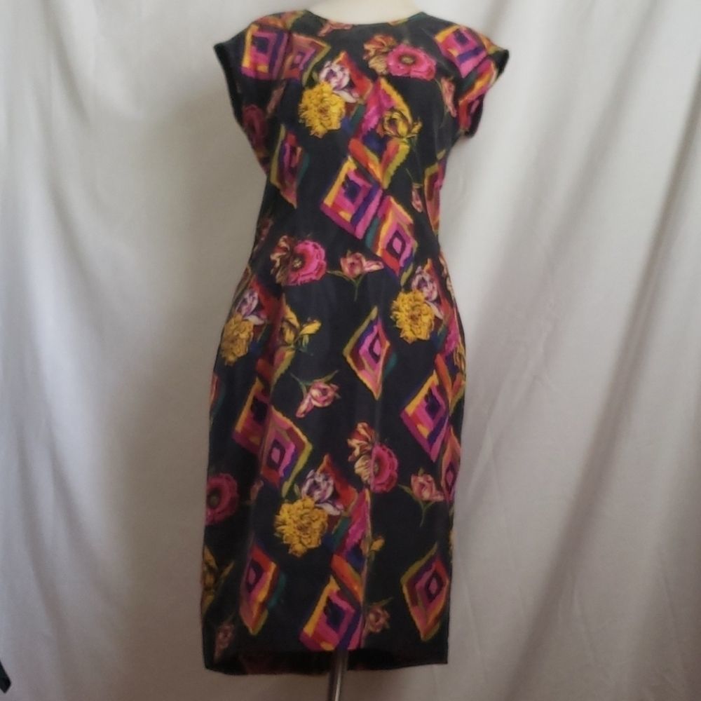 PAT ARGENTI Vintage 100% Silk Floral‎ Dress Sz 4